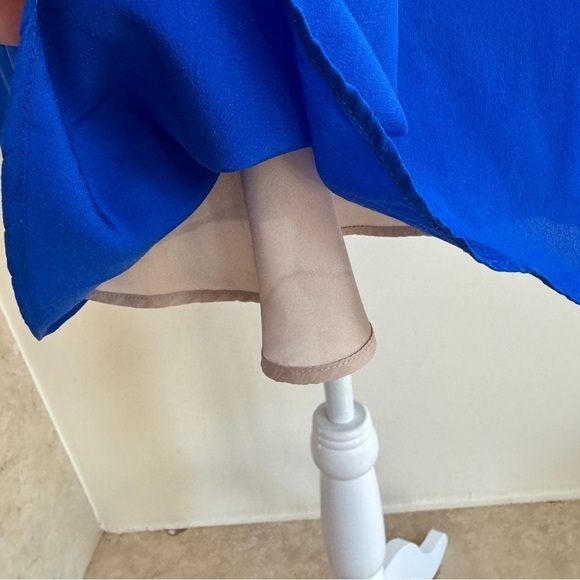 Lavender Brown Cobalt Blue Sleeveless Mini A Line Womens Size S Silk Pockets - Picture 7 of 15